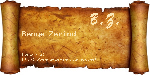 Benye Zerind névjegykártya
